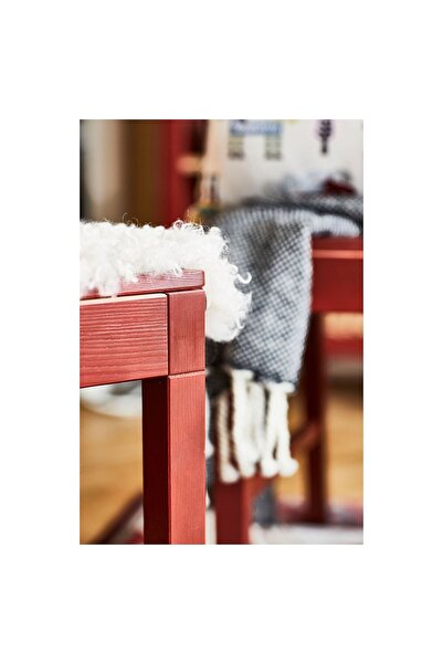 IKEA mutfak masası, açık kahverengi-beyaz-açık kahverengi-kırmızı, 4 kişilik, 125x75 cm