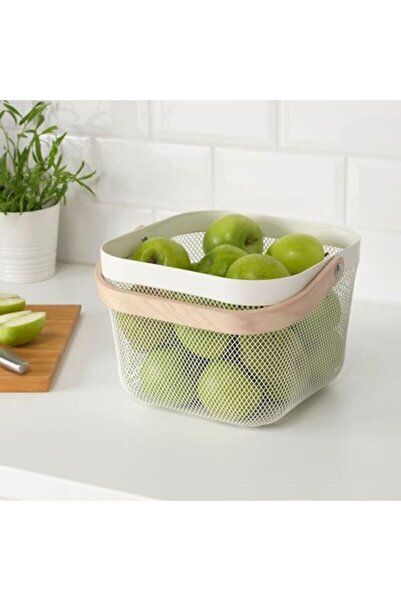 IKEA Rısatorp White Decorative Steel Basket Box