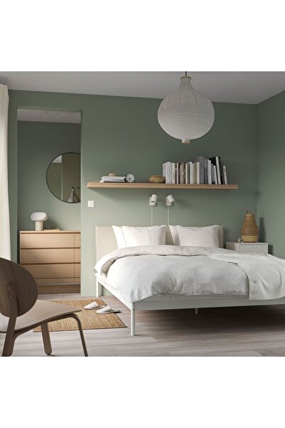 IKEA Çift Kişilik Karyola, Beyaz-Bej, 140x200 cm