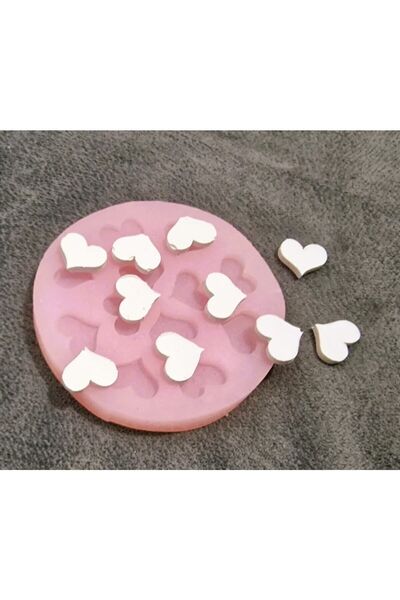 morlalem m 12'li Mini Kalp Silikon Kalıp K-1061, Taş Tozu Polyester Sabun Alç...