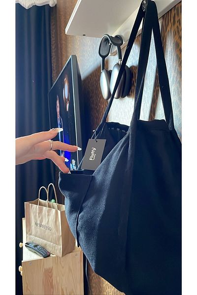 fluffy Mute Bag Μαύρο / Μαύρο 00s Shopper Bag Τσάντα ώμου με φερμουάρ (32/36)