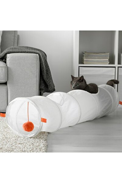 IKEA UTSADD 128x25 cm Kedi Evcil Hayvan Oyun Tüneli Beyaz Turuncu