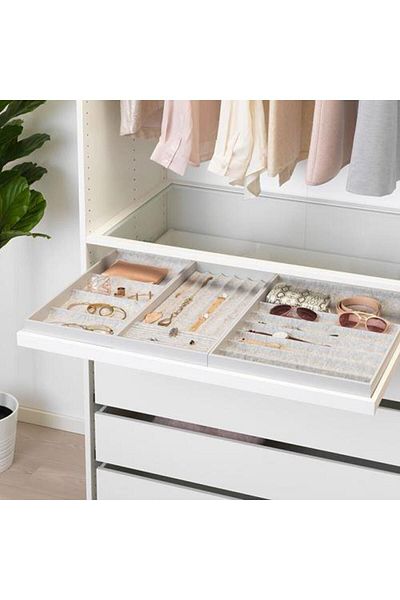 IKEA Unit with Shelf Compartment Light Gray Size 25X53X5Cm Jewelry-Glasses-Watch Organizing Box Soft