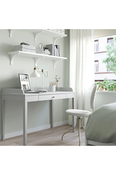 IKEA Açık Gri 122x60 Cm Çalışma Masası Masif Çam Ağacı
