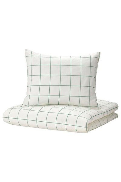 IKEA Σετ Παπλωματοθήκη Διπλής Όψης Λευκό-πράσινο 240x220 Ριγέ Μοντέλο-βαμβακερό