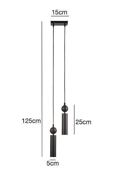 Bozyaka Aydınlatma Sparg 2-Piece Decorative Metal Ceiling Pendant Lamp Black Modern Chandelier (Daylight LED Bulbs Included...)