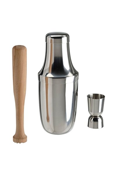 IKEA Bar Kokteyl Seti Paslanmaz Çelik Çalkalayıcı Hacim 600 ml İkea Shaker Set Tokmak Ve Ölçek
