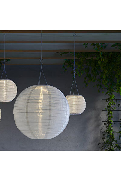 IKEA Solvınden 45 Cm Beyaz Solar Güneş Enerjili Led Sarkıt Lamba Bahçe Teras ...