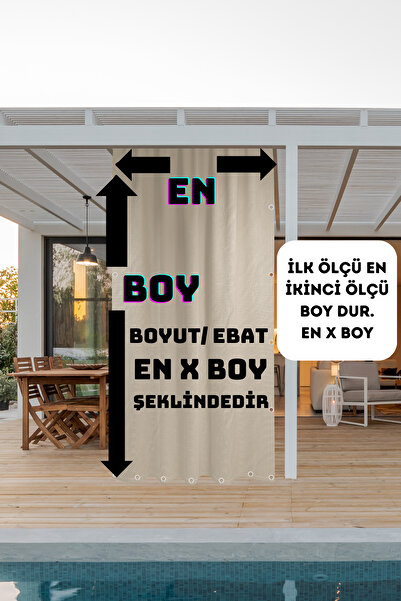 ERCANLI Her Ölçüde Enxboy Seçenekli Yağmur Geçirmez- Bağcıklı Balkon Perdesi-balkon Brandası Düz Gri-