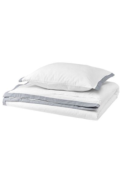IKEA Σετ κλινοσκεπασμάτων TATELSMYGARE μονό, λευκό-μπλε, 150x200/50x60 cm Kentsoylu