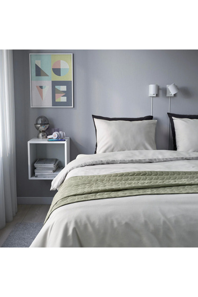 IKEA set lenjerie de pat pentru o persoană, gri, 150x200/50x60 cm