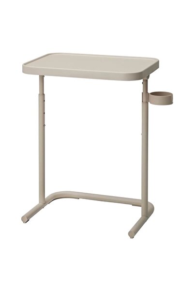 IKEA Çok Kullanışlı Bej Renkli Bjorkasen Laptop Masası, Ayarlanabilir Ve Bardaklık Fonksiyonlu
