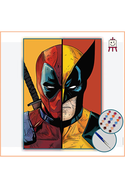 Tuval ''DEADPOOL VE WOLWERINE'' TEMALI 25X35 SAYILARLA BOYAMA SETİ - TUVAL, F...