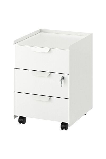 IKEA keson, beyaz, cilalı üç çekmeceli, 40x56 cm