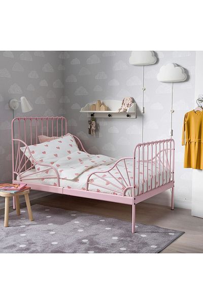 IKEA Barndröm White-Pink 150x200/50x60 Cm Children's Duvet Set Without Rubber White Cotton/Without Sheet