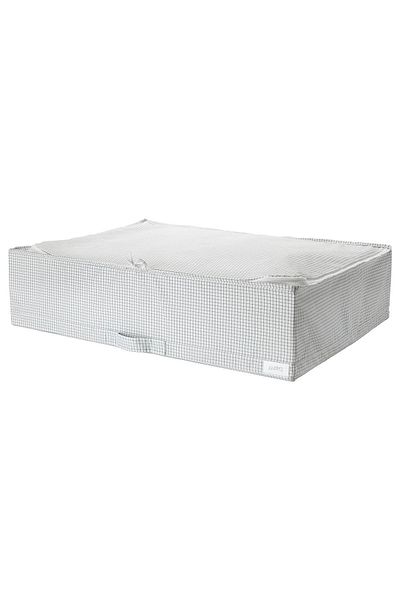 IKEA Decorative White-Gray Square Patterned Storage Box, Pouch, 71X51X18 cm