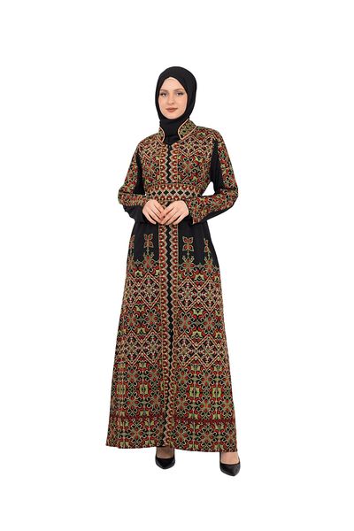 Zaytoon Rochie tradițională pentru femei cu broderie cu două fețe - guler vertical M-3xl C 100011