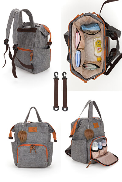Lui Baby Anne Bebek Bakım Sırt Çantası Askı Aparatlı Ve Mommy Bag Omuz Çantası Anahtarlık Hediyeli 2'li Set