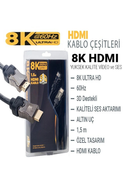 nelerbulurum YÜKSEK KALİTELİ ULTRA HD 8K 60HZ 2.1V ULTRA HD ÖRGÜLÜ 1.5 METRE ...