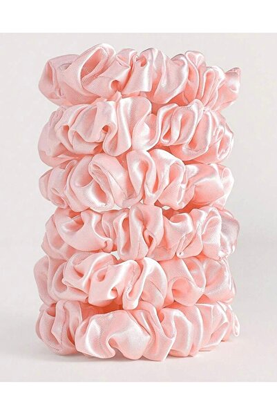 Monalisa Kadın Pudra Pembe Saten Büzgülü Saç Tokası 4 Adet