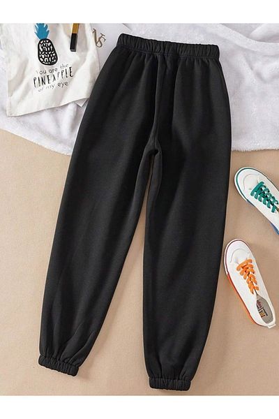 EXPECTED Παντελόνι φούτερ Jogger Unisex με 3 νήματα, ίσια ψηλή μέση, ελαστική τσέπη στα πόδια