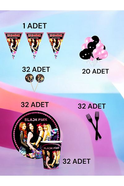 VibeHome Blackpink Themed m Pack for 32 - Birthday Party and Fun Events
