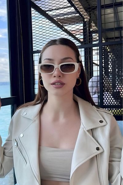 LUPİX Unisex Cream Brown Sunglasses