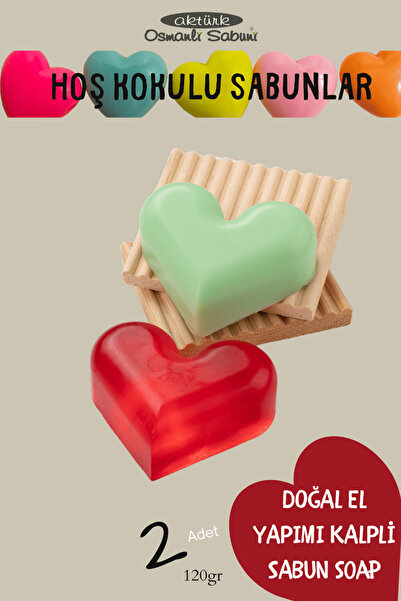 aktürk osmanli sabuni Kalpli Sabun Soap 2'li Hoş Kokusu Yeşil Aloevera & Kırm...