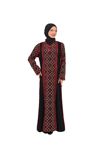 Zaytoon Filistin Geometrik Ön Ve Kollar Sanara Nakışlı Geleneksel Filistin Kadın Elbise M-3xl C100029