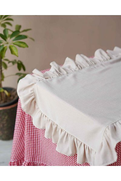 KaiHome Runner cu volane din bumbac brut 50x150cm