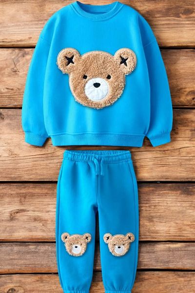 LEON CLUB Unisex Blue Teddy Bear Tracksuit Set