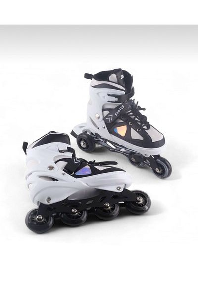 CEZVE HOME Double Row Aluminum Body Lighted Practice Skates with White Silicone Wheels