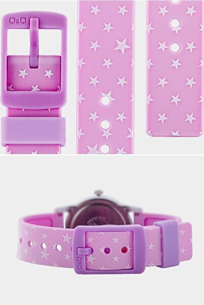 Q&Q Powder White Unicorn and Starry Waterproof Numeral Girl's Wristwatch