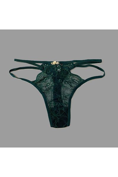 enmodaiçgiyim Lace Women's Thong with Green Edge
