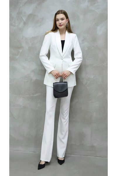 pembekurdelem Silver Detail Women's Silver Jacket and Pantalon Set