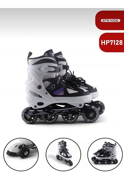CEZVE HOME Double Row Aluminum Body Lighted Practice Skates with White Silicone Wheels