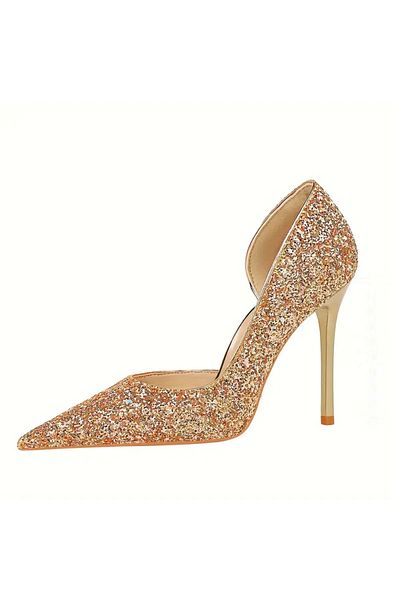 TrendyAnka Lady Nude Rose Skin Crystal Rhinestone Glass Broken 8 cm Thin Heels Wedding Engagement Night Evening Dress Shoes
