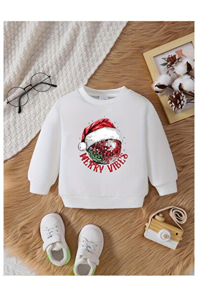 Massgai Дитячий светр з коміром-стійкою Merry Vibes Disko з новорічним принтом, виготовлений з особливої бавовняної тканини