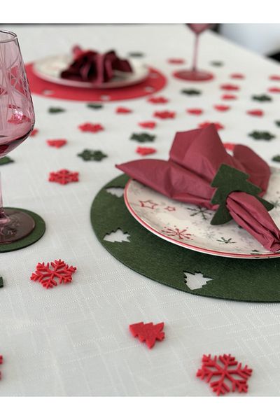 karaen New Year's Themed Charger Set, New Year's Dinner Set, Red-Green Mixed Set for 6 Persons