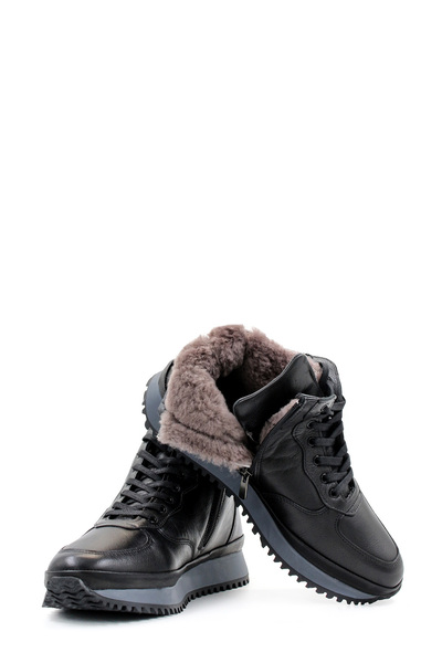 Ayakkabıhane İçi Kürklü Dışı Hakiki Deri Siyah Erkek Spor Sneaker Bot Ah0872211131981