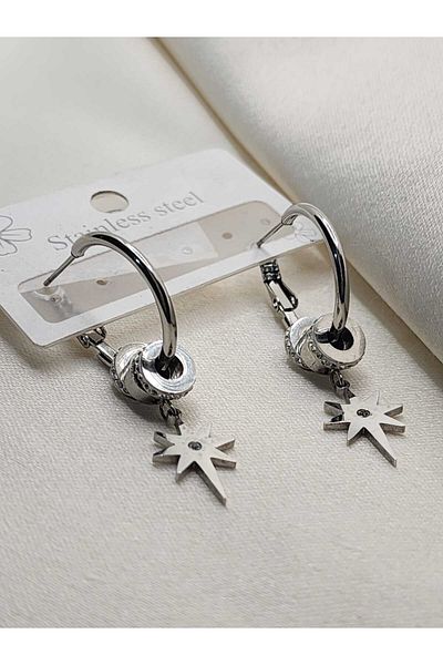 ZÜLİSCH North Star Steel Earrings Silver Color