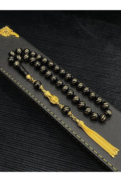 KAPALIÇARŞITESBİHCİSİ ERZURUM OLTU TAŞI GÜMÜŞ ÜZERİ 22 ayar ALTIN İŞLEMELİ HEDİYELİK ÖZEL TESBİH