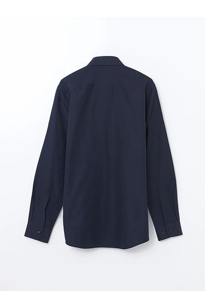 LC Waikiki Lcwaikiki Formal Navy Blue Slim Fit Long Sleeve Poplin Men's Shirt