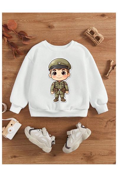 Massgai Hanorac unisex din bumbac, cu decolteu, cu imprimeu de camuflaj, soldat pentru copii