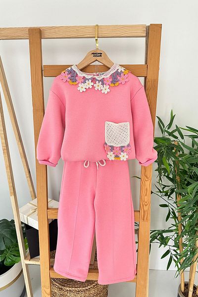 Minigimin Cicileri Pink Floral Print 2-Piece Winter Suit for Girl - My Mini's Flowers