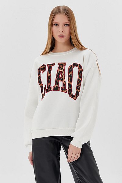 Shopping Shop Hanorac cu imprimeu leopard CIAO culoare ecru