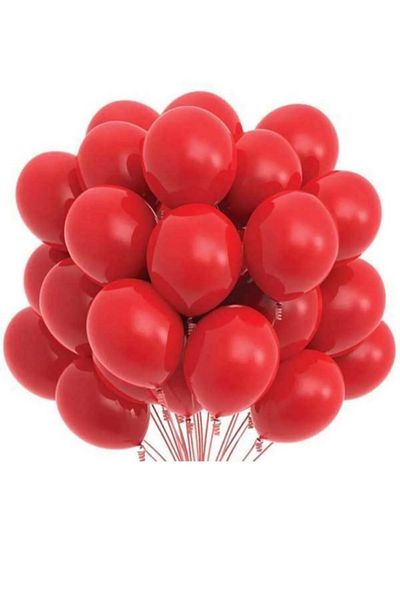 TREND 50 Pieces 12'' Pastel Balloon Red and Balloon Tape Gift