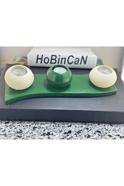 BLANJ 4 Parça yeşil krem - yeşil Beton Mumluk