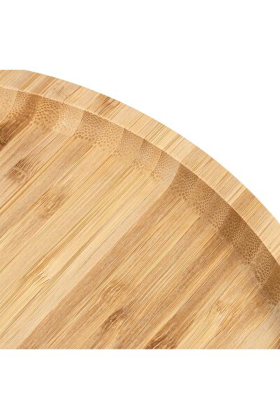 Deconox 2 Adet Bambu Lüx Yuvarlak Servis 25 * 25cm, Bambu Sunumluk & Çerezlik Yuvarlak Sunum Tabağı