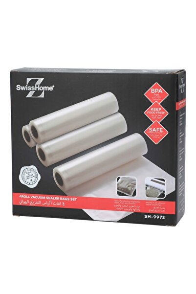 SWISSHOME مجموعة لفات تغليف مفرغة من الهواء مكونة من 4 قطع مقاس 15 × 300 سم S...